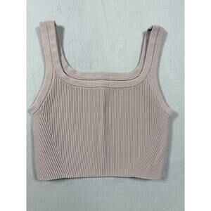 CUTS Clothing Ribbed Crop Tank Top Medium Lavendar Gray Nylon Sleeveless NWOT